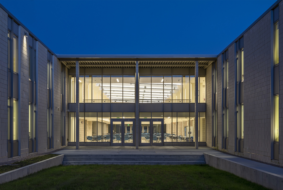 The courtyard at dusk