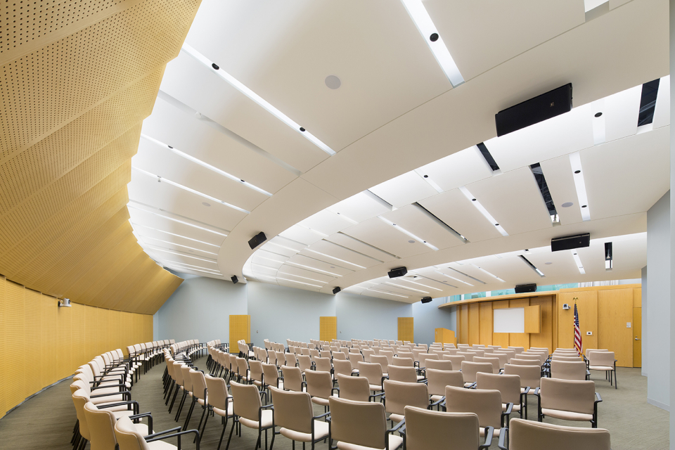 Auditorium radiating from entry lobby