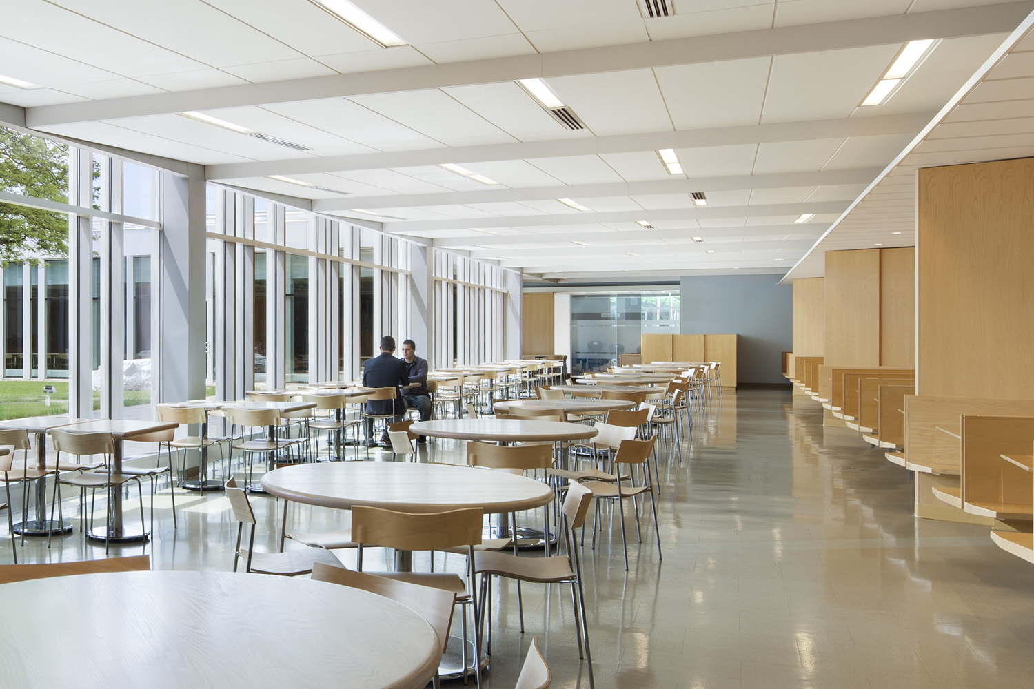 Cafeteria meeting place opening to new courtyard views