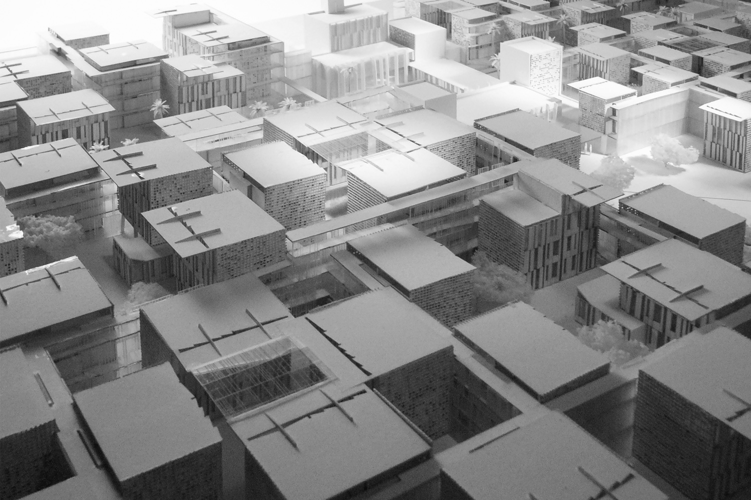 Ecologically rational shaded courtyards echoing the Qatari vernacular