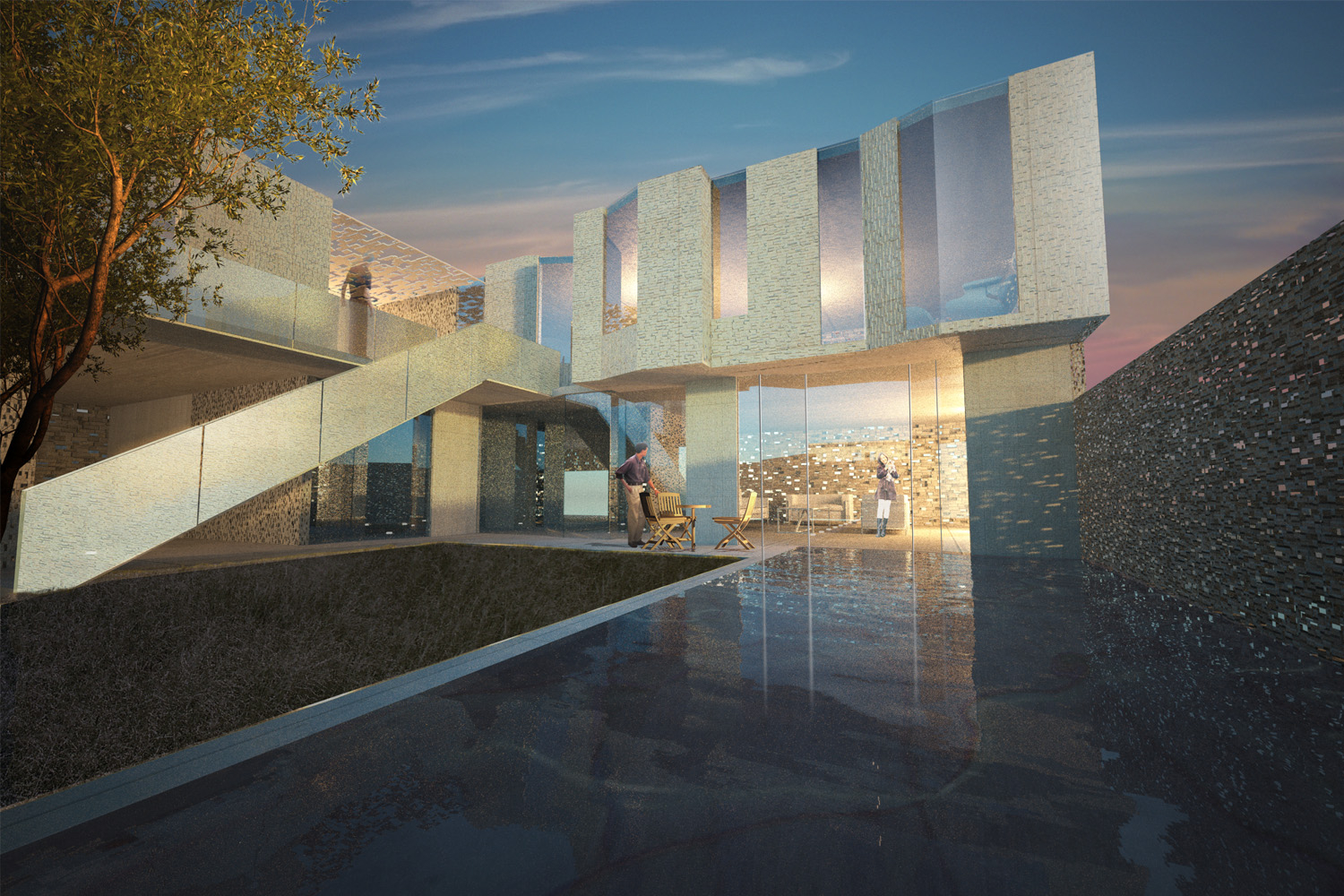 Open executive villa private courtyard
