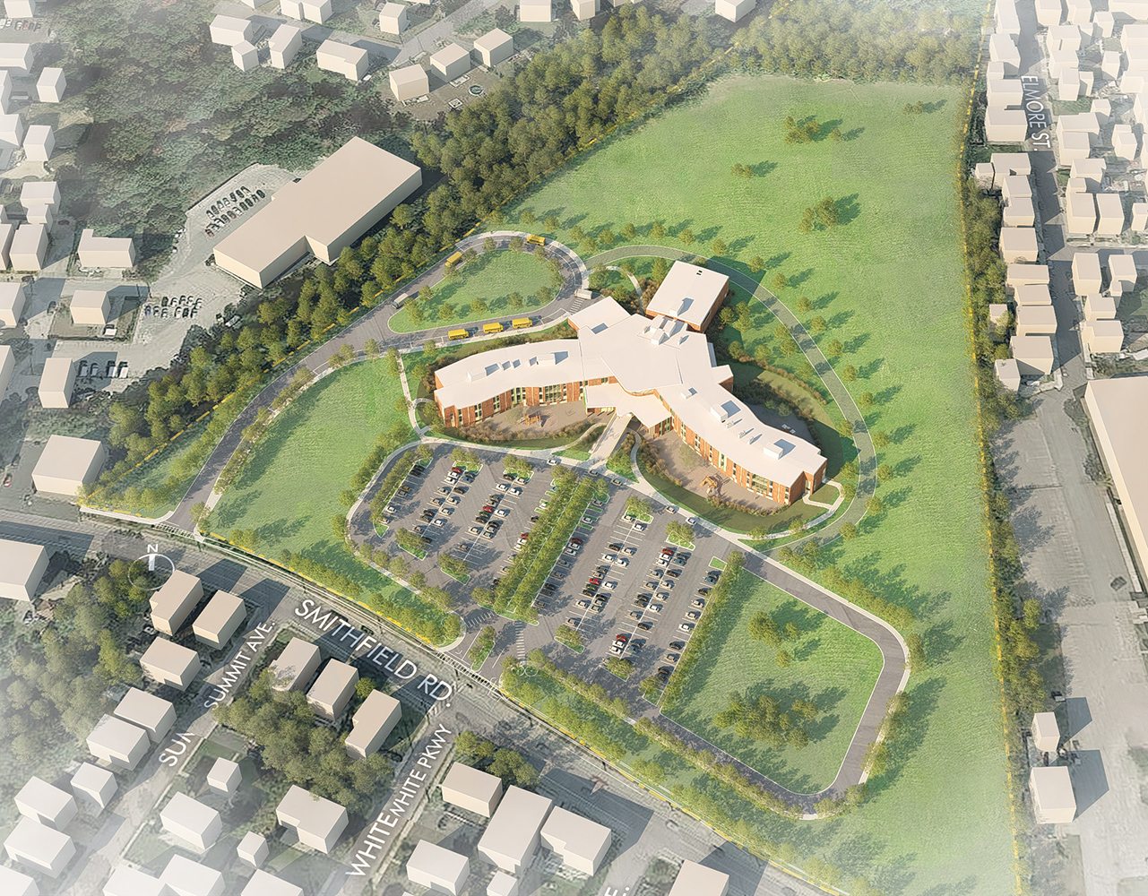 Aerial site view rendering