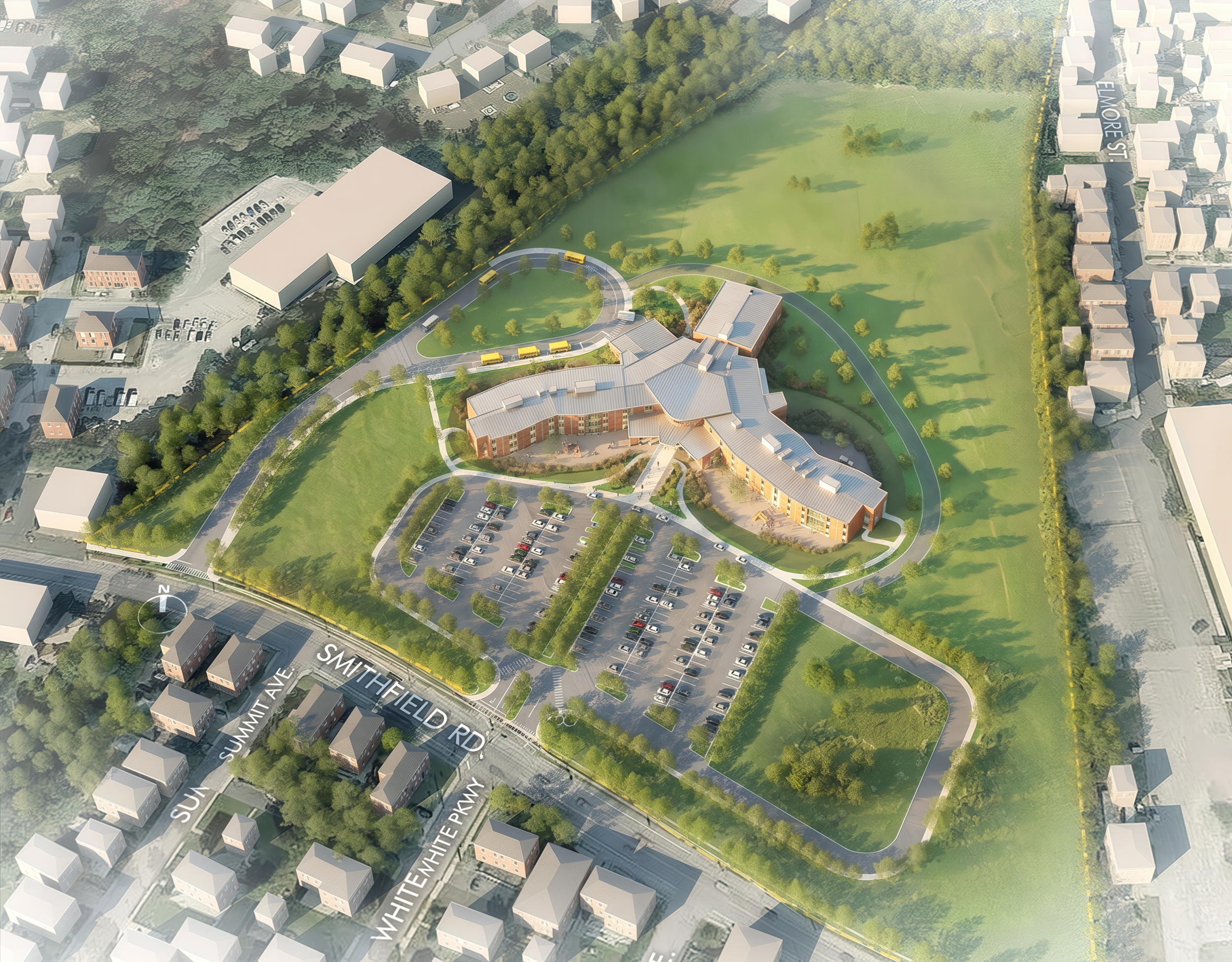 Aerial site view rendering